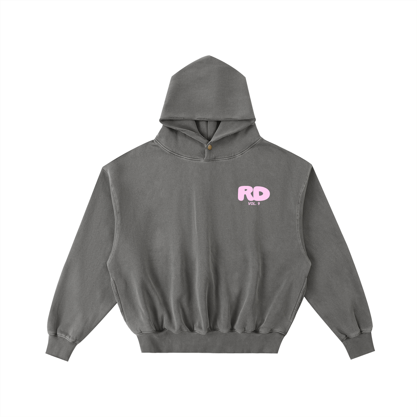 Adult White Fox Frayed Enzyme Washed Hoodie