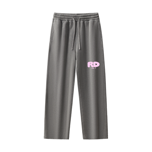 Adult White Fox Frayed Enzyme Washed Sweatpants