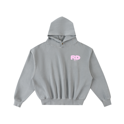 Adult White Fox Frayed Enzyme Washed Hoodie